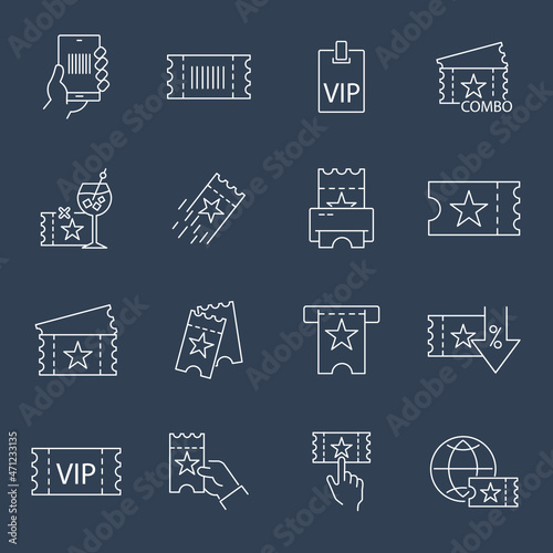 Ticket icons set.Ticket pack symbol vector elements for infographic web