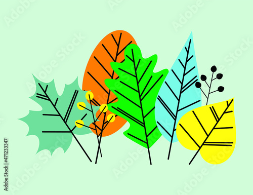 Hand drawn vector autumn leaves . Vector illustration