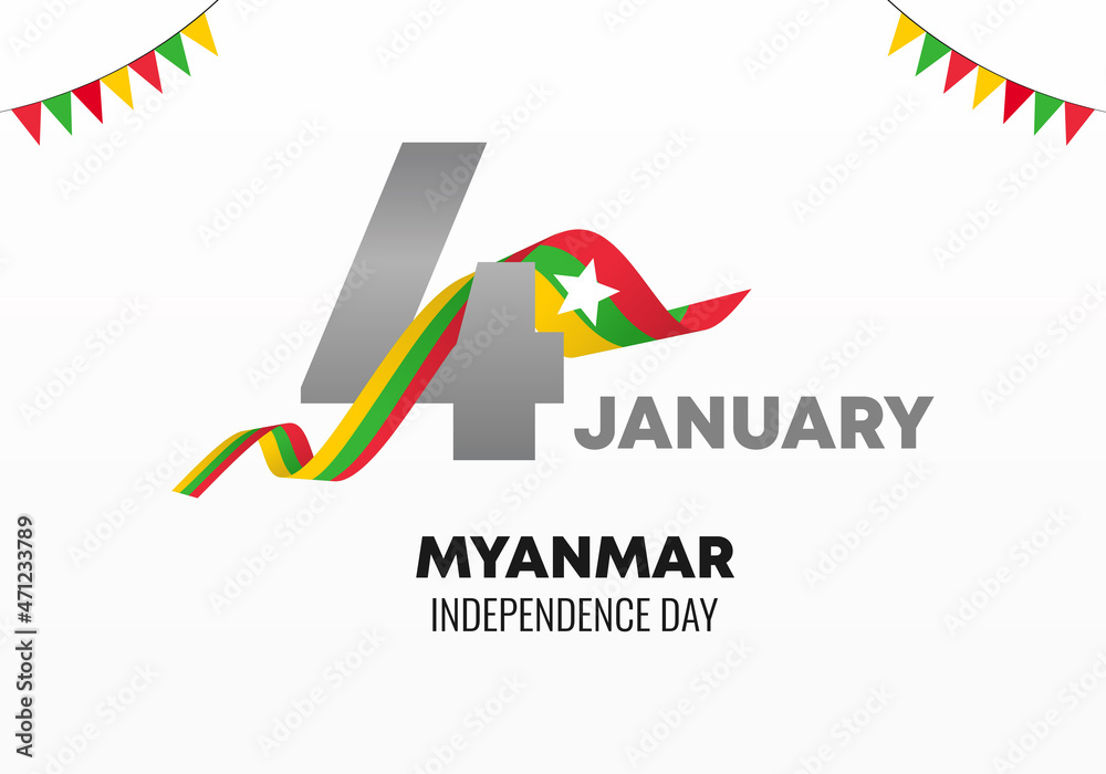 Myanmar independence day background banner poster for celebration on January 4 th.