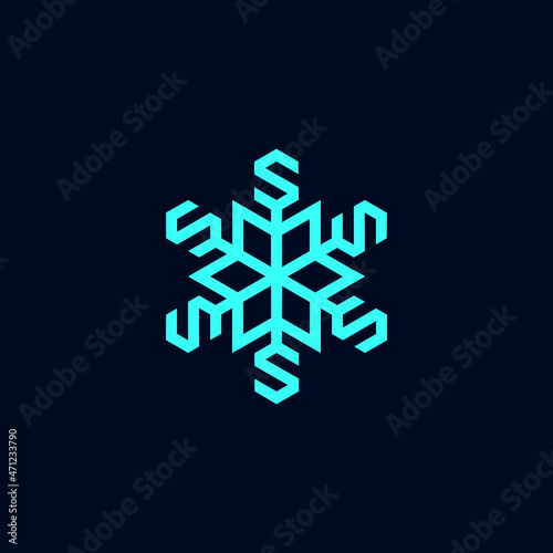 Letter S Snow Flake Editable Logo Template