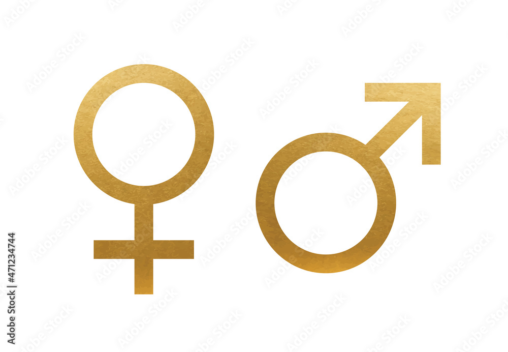 Golden Women and Men Symbol - Isolated Vector Icon Golden Women and Men Symbol - Isolated Vector Icon