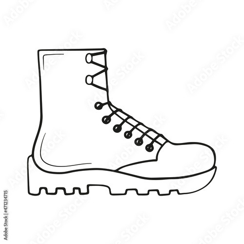 vector drawing of a hiking boot, doodle isolated