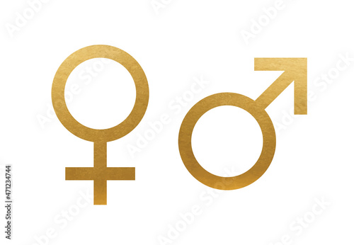Golden Women and Men Symbol - Isolated Vector Icon