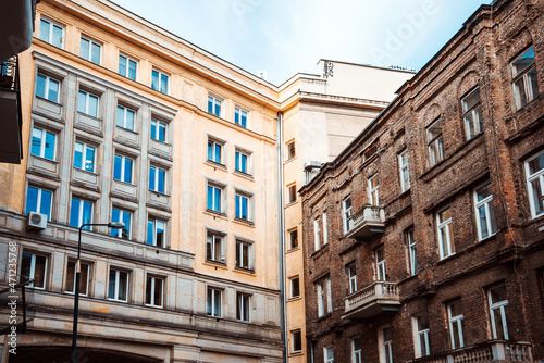 Antique building view in Old Town Warsaw, Poland