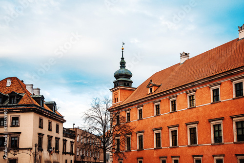 Street view of Old Town Warsaw, Poland