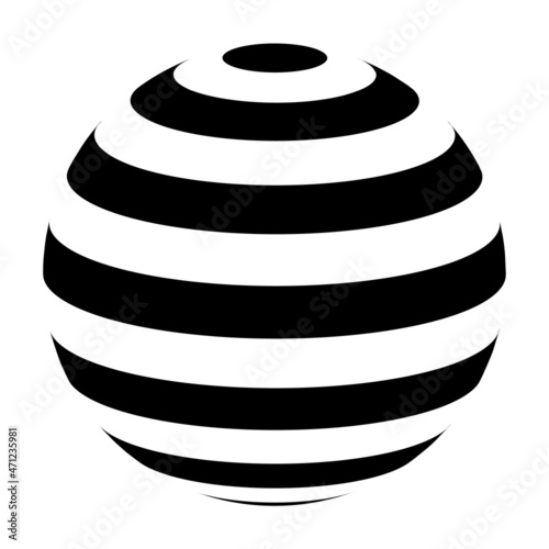 Black and white vector sphere of lines for design of logo