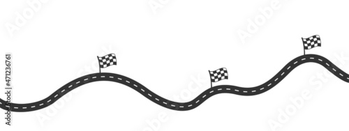 Road with finish flags three steps