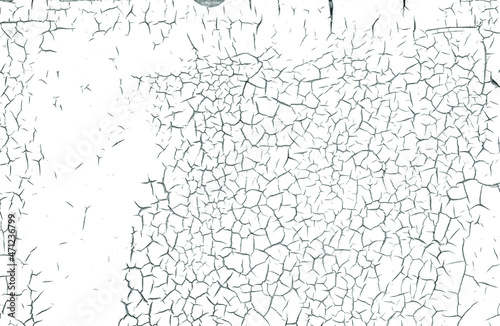 Crackle paint overlay. Vector black and white grunge pattern made from natural oil paint crackle. Cool texture of cracks, stains, scratches, splash, etc for print and design. EPS10.