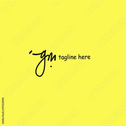 Simple Initial gn handwriting logo vector