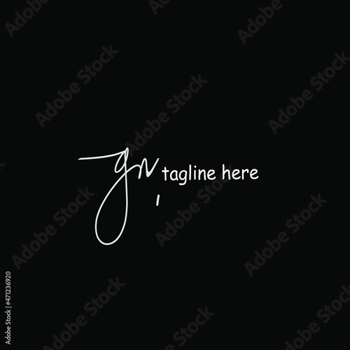 Simple Initial gn handwriting logo vector