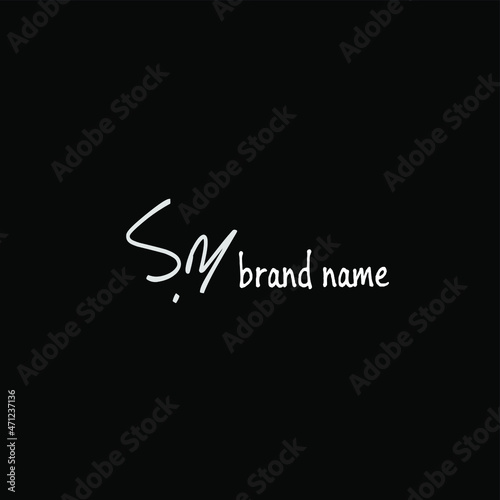 Simple Initial sm handwriting logo vector