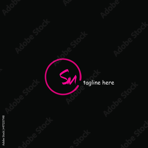 Simple Initial sm handwriting logo vector