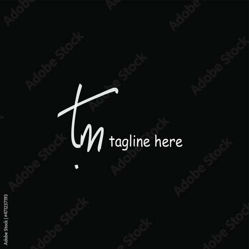 Simple Initial tm handwriting logo vector
