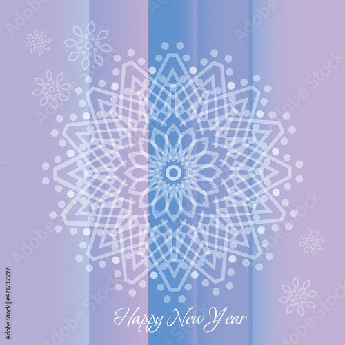 Christmas card with New Year s snow-white snowflake. Indian mandala