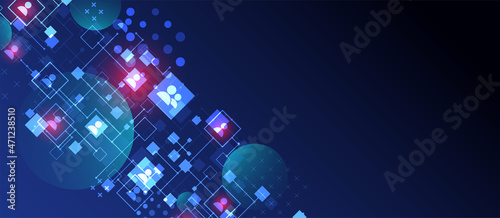 Social media vector background. Communication concept.