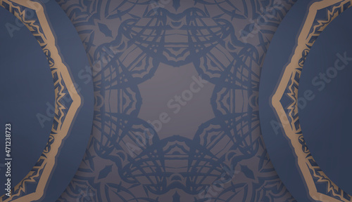 Baner in blue with abstract brown pattern and place for text