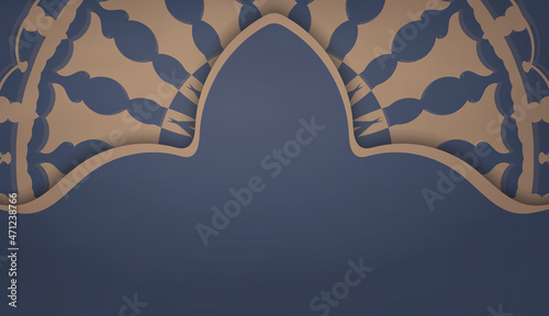 Baner in blue with abstract brown pattern and place for text