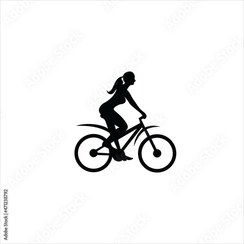woman logo bicycle vector template