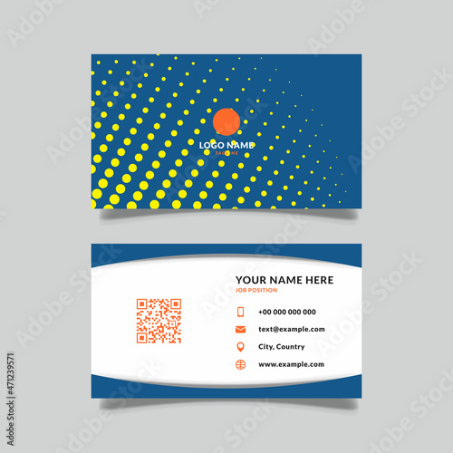 business card design with blue halftone texture pattern vector graphic photo
