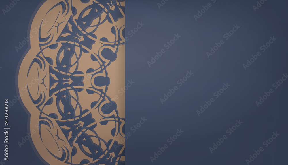 Baner in blue with brown mandala ornament and place for logo or text