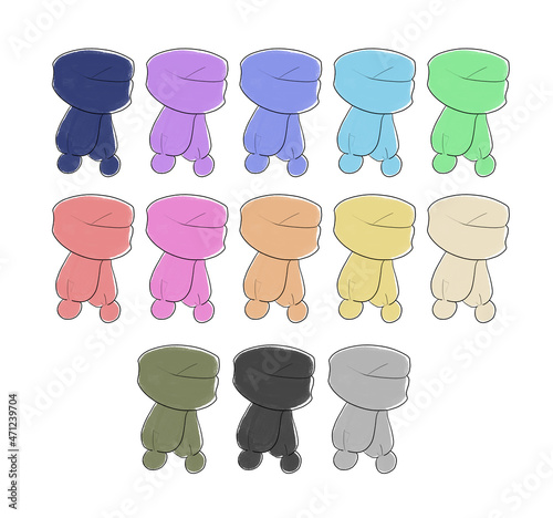 マフラーのイラストセット