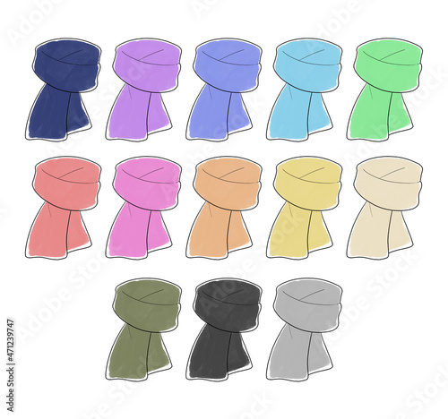 マフラーのイラストセット