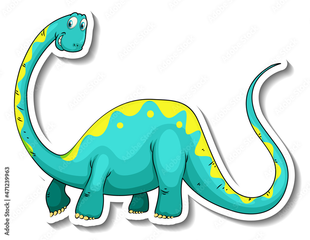 Brachiosaurus dinosaur cartoon character sticker Stock Vector | Adobe Stock