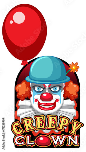 Scary clown with creepy clown logo
