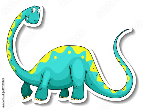 Brachiosaurus dinosaur cartoon character sticker