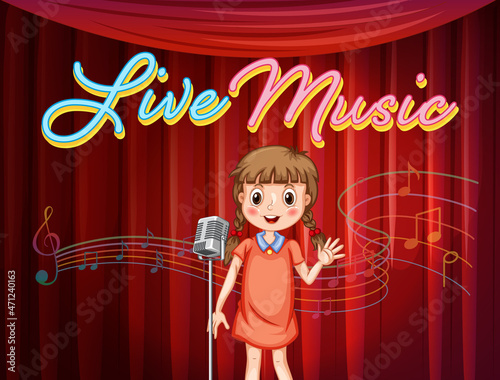 Little girl performing singing on stage