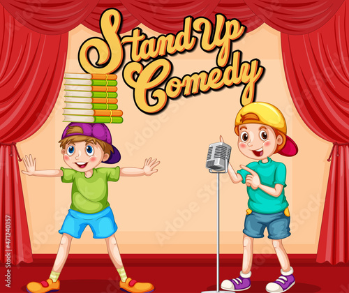Children performing singing on stage