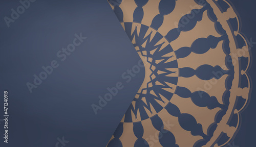 Baner in blue with Greek brown ornaments and place for text