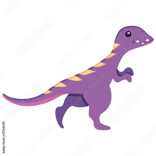 Cute dinosaur for decorating the nursery  Mesozoic era stickers for children  illustration in a flat style isolated on a white. Vector illustration