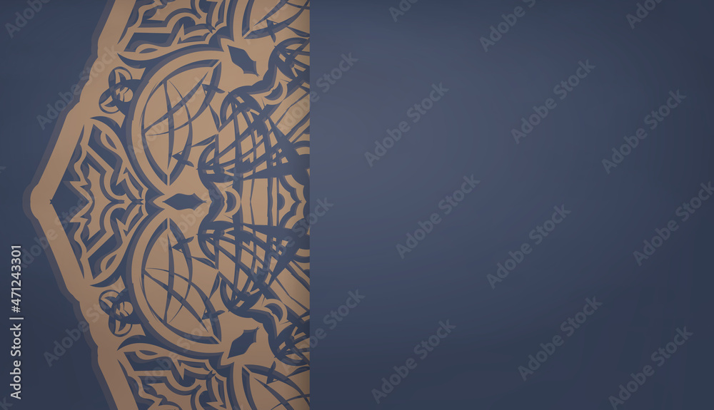 Baner in blue with Indian brown pattern and place under your text