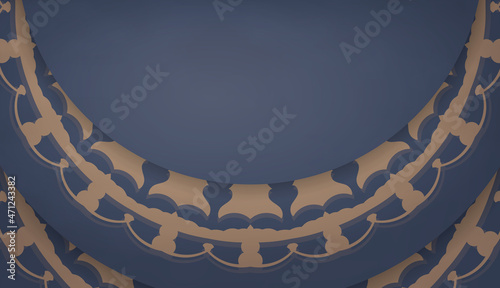 Baner in blue with Indian brown pattern and place under your text