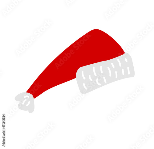 Christmas Santa Claus red vector hat. New Year holiday decoration element. xmas cap costume illustration isolated on white background photo