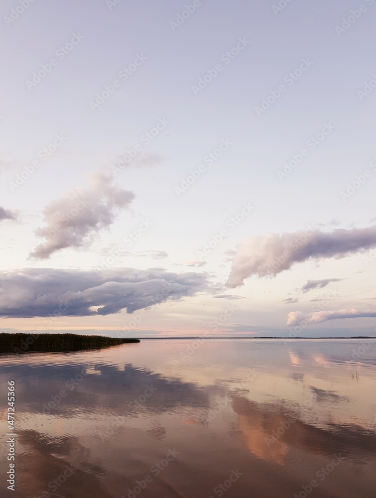 sunset over the lake Peipus in Estonia
