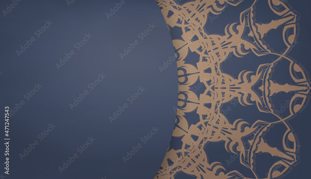 Baner in blue with vintage brown pattern for design under the text