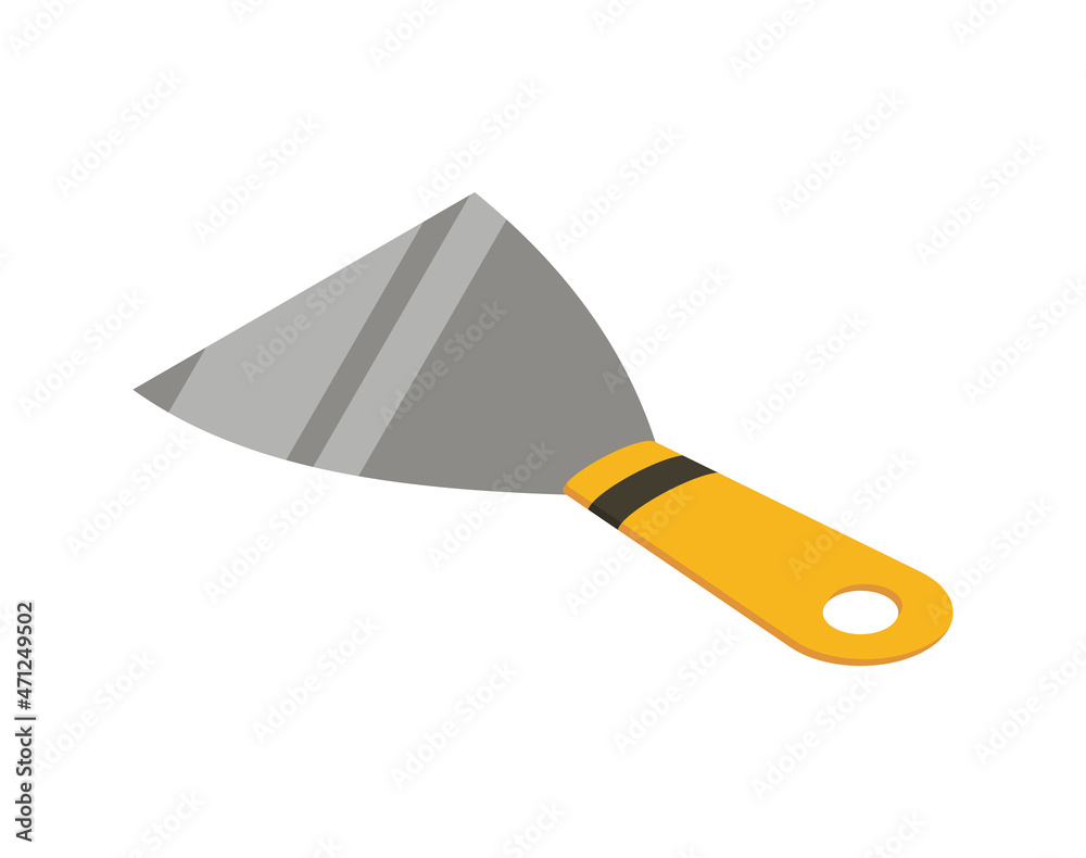 Spatula isometric hand tool. Detailed icon of tool for handyman repair. equipment of builder instrument. Tool supplies on white background Spatula isometric hand tool. Detailed icon of tool for handyman repair. equipment of builder instrument. Tool supplies on white background