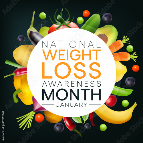 National Weight loss awareness month is observed every year during January, Vector illustration