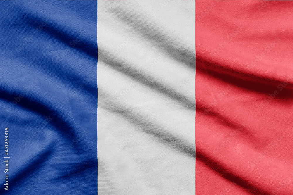 Flag of France on wavy fabric.