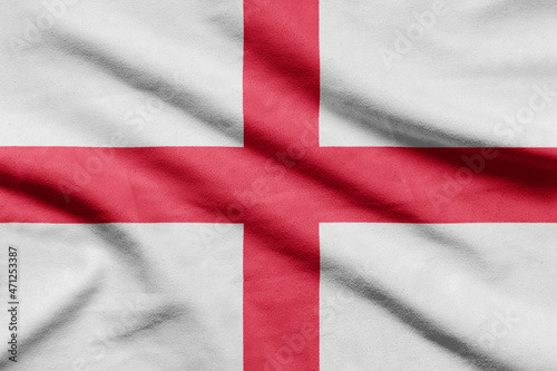 England flag on wavy fabric.