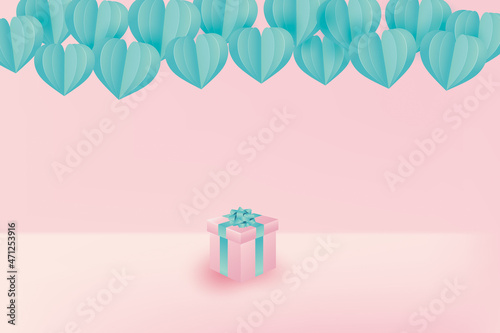 ハートのクラフトとギフトボックスの3Dイラスト