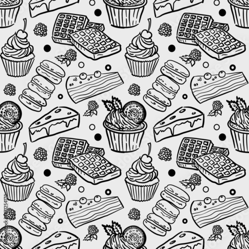 Vector illustration, food pattern, pancakes. 