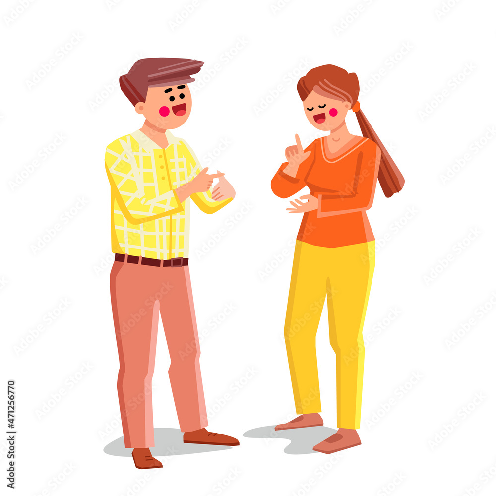 sign finger language man and woman. sign finger language person. deaf people. vector character flat cartoon Illustration sign finger language man and woman. sign finger language person. deaf people. vector character flat cartoon Illustration