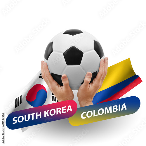 Soccer football competition match, national teams south korea vs colombia