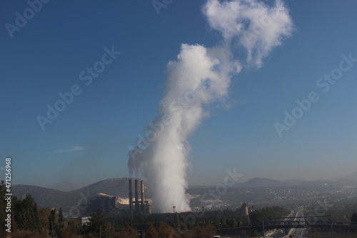 smoke of factory, environmental pollution, factory chimney