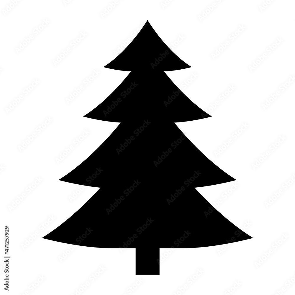 Christmas tree silhouette. Vector illustration. Black and white icon. Christmas tree silhouette. Vector illustration. Black and white icon.