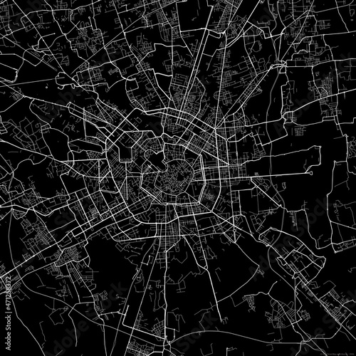 Black map of Milan Italy.