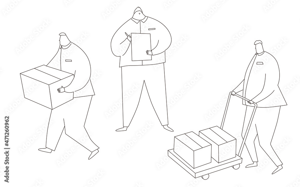 Line drawing illustration of a working person.